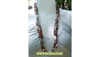 Long Braided Necklace Bead with Chain